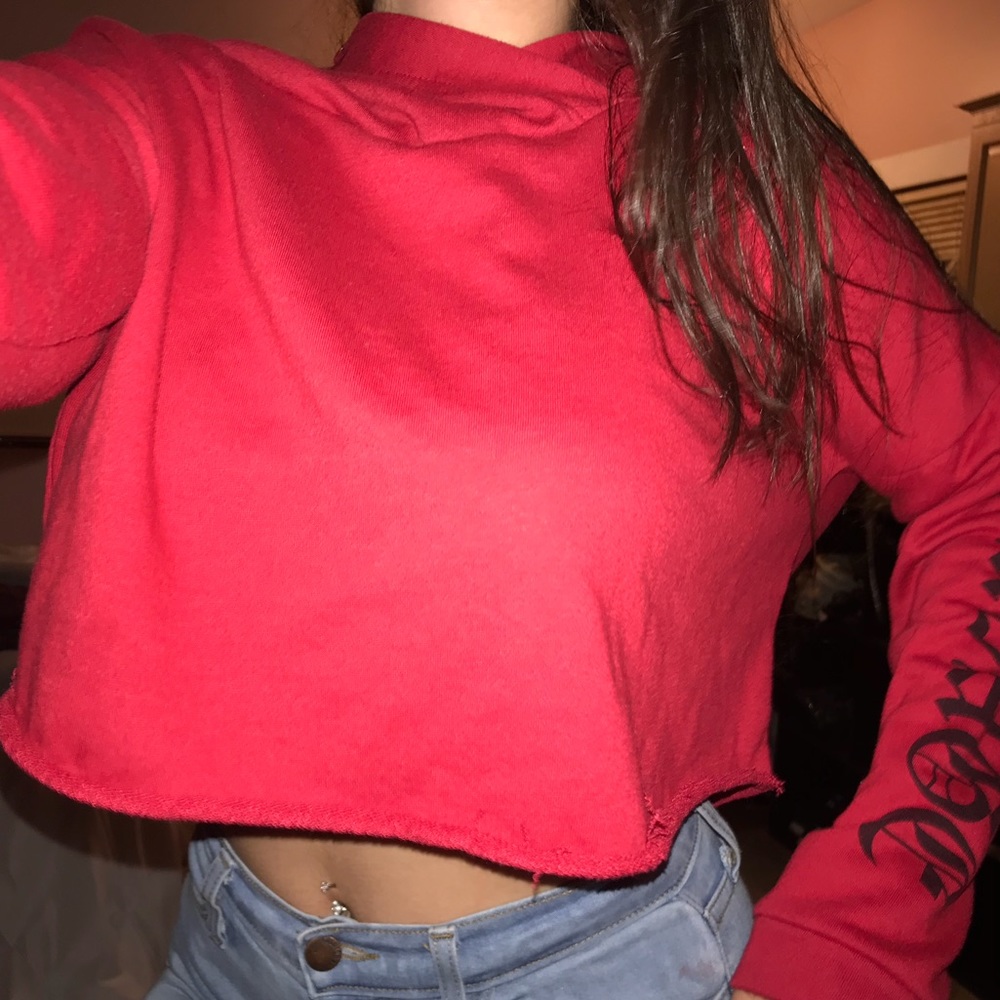 Red CROPPED Hoodie